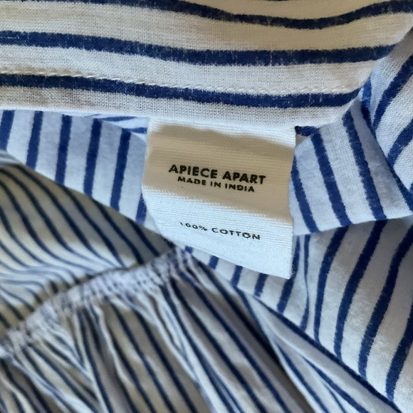 Apiece Apart Blue White Striped Mini Dress Flowy Size Medium - Picture 5 of 6